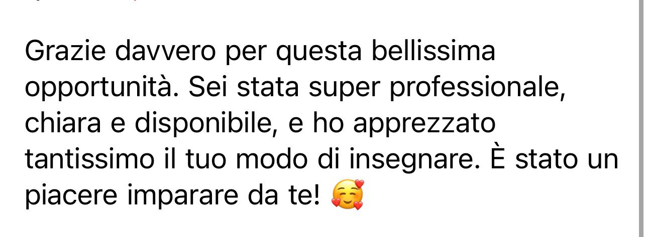 Messaggio di una corsista: Metodo chiaro